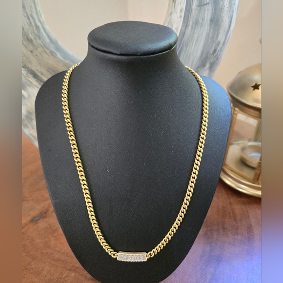 FREIDA ROTHMAN HOPE NECKLACE 14K GOLD PLATED MATTE FINISH & PAVE CUBIC ZIRCONIA - Picture 1 of 4